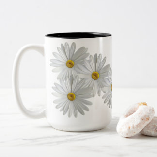 White Marguerite Daisy Flowers Two-Tone Coffee Mug