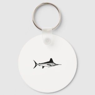 White Marlin Line Art Logo Key Ring