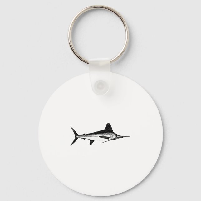 White Marlin Line Art Logo Key Ring (Front)