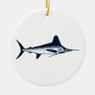 White Marlin Logo Ceramic Tree Decoration