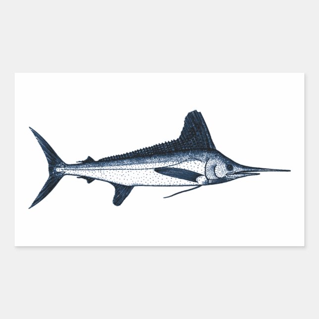 White Marlin Logo Rectangular Sticker (Front)