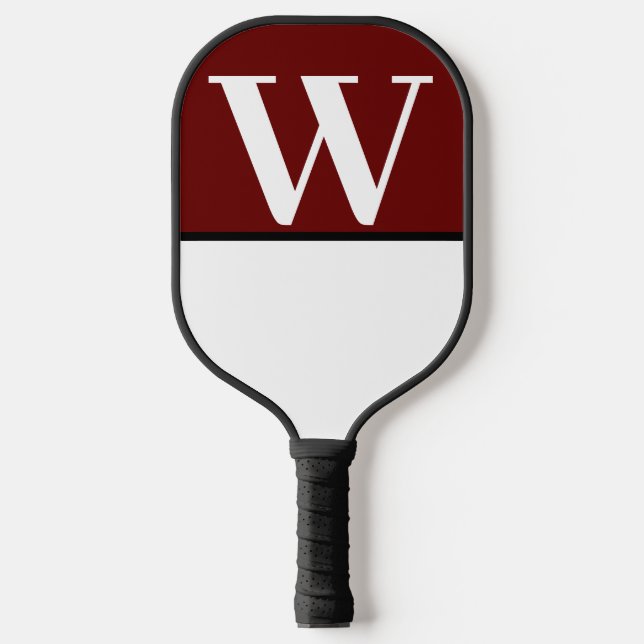 White & Maroon College Monogram Pickleball Paddle (Front)