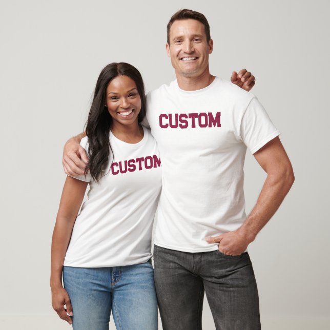 White & Maroon CUSTOM University T-Shirt (Unisex)
