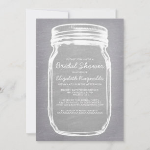 White Mason Jar Bridal Shower Invitations