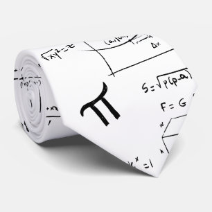 White Math Equations Formulas School Teacher Tie