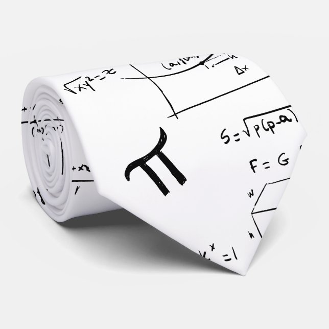 White Math Equations Formulas School Teacher Tie (Rolled)