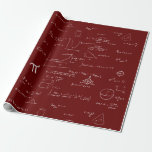 White Mathematic Formulas and Equations Maroon Wrapping Paper<br><div class="desc">Great maroon mathematics wrapping paper for graduation presents, teacher retirement party presents and anyone who just loves math. The wrapping paper has a beautiful maroon background and white mathematic formulas in white. All the formulas, equations and graphics are hand written and can't be edited. Illustrated and designed by Patricia Alvarez....</div>