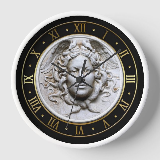 White Medusa Italian Marble-look Wall Clock (Front)