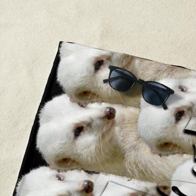 White Meerkat Army, Beach Towel (In Situ)