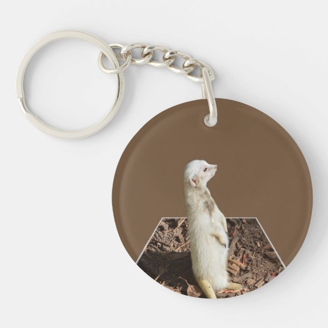 White Meerkat On Guard Duty, Key Ring (Front)