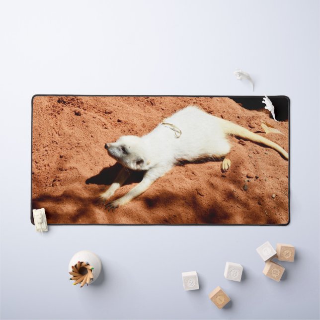 White Meerkat Stretch, Desk Mat (Kids Table)