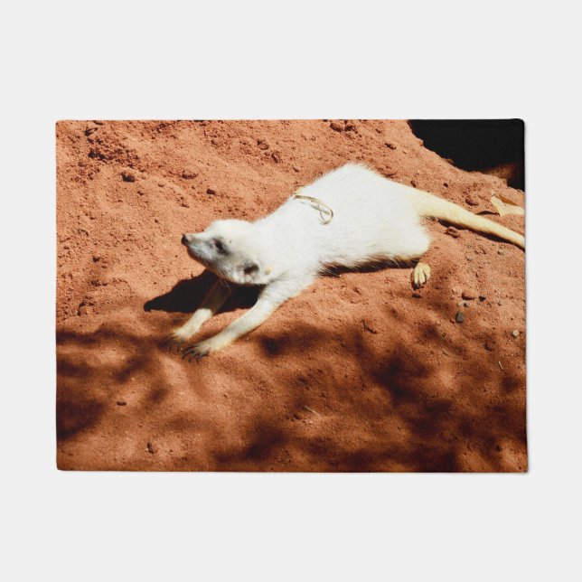 White Meerkat Stretching, Doormat (Front)