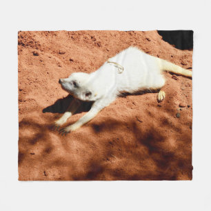 White Meerkat Stretching, Fleece Blanket