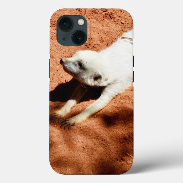 White Meerkat Stretching, iPhone 13 Case (Back)