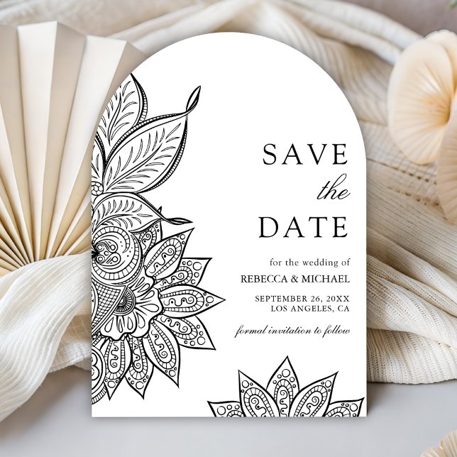 White Mehendi Henna Indian Wedding Save The Date (Creator Uploaded)