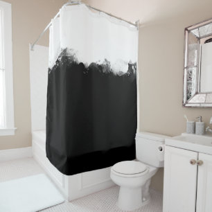 White Melds with Black Shower Curtain