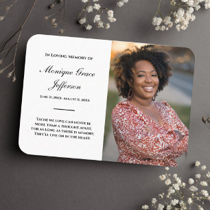 White Memorial Card With Photo Funeral