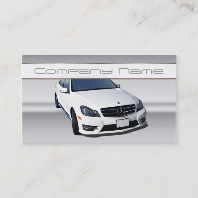 White Mercedes Benz Business Cards (Front)