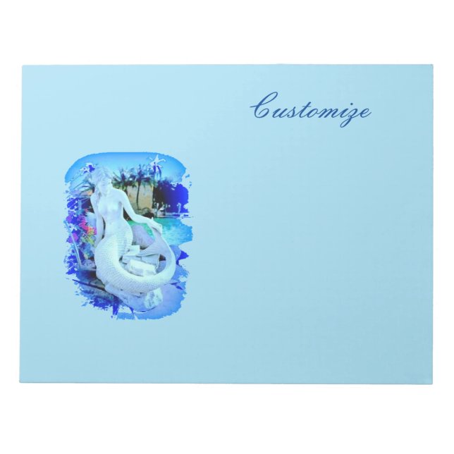 White Mermaid Sitting Thunder_Cove Notepad (Front)