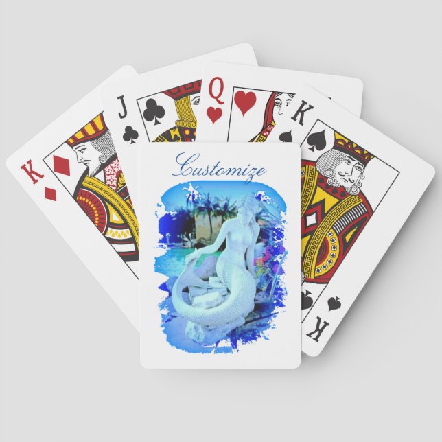 White Mermaid Sitting Thunder_Cove Playing Cards (Back)