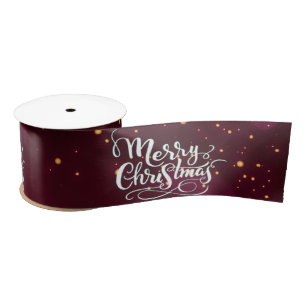 White  Merry Christmas,Burgundy Christmas Satin Ribbon