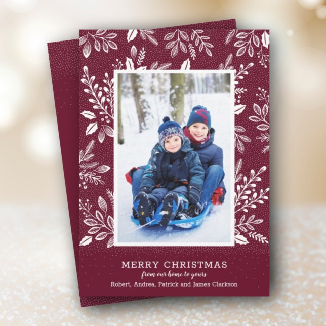 White Merry Christmas Photo Holiday Card (Creator Uploaded)