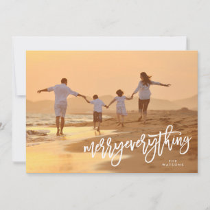 White Merry Everything Photo Holiday Card