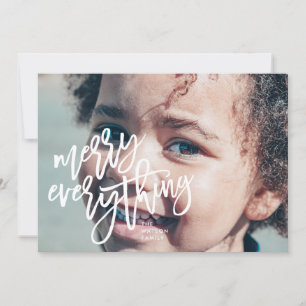 White Merry Everything Photo Holiday Card