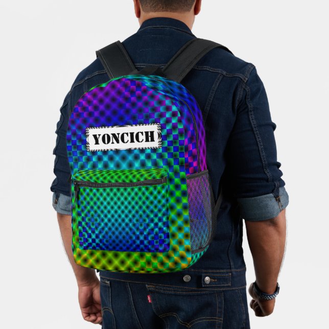 White Mesh Moire by Kenneth Yoncich Printed Backpack (Insitu (Model))