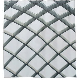 White metal and glass dome ceiling shower curtain