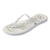 White Metallic Floral & Confetti Glitter | Wedding Thongs (Angled)
