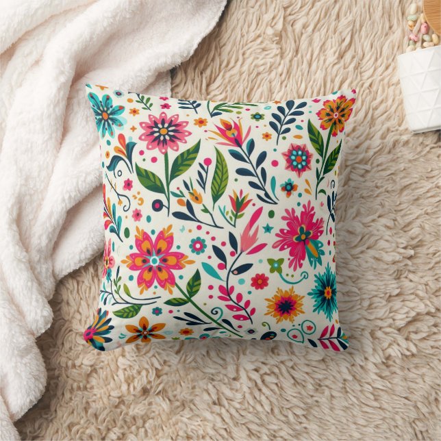 White mexican flowers cushion (Blanket)