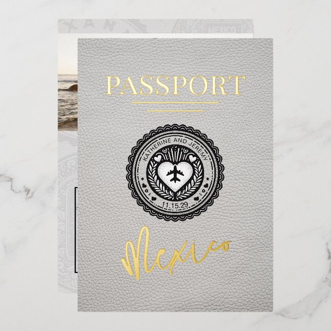 White Mexico Passport Wedding (Front/Back)