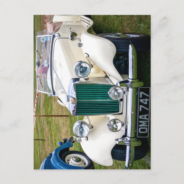 White MG TD classic British sports car  Postcard (Front)