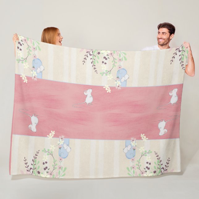 White Mice at Home  Fleece Blanket (In Situ)