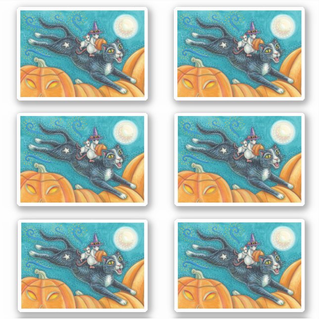 WHITE MICE & BLACK CAT ON HALLOWEEN PUMPKIN HUNT (Front)