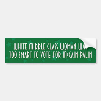 White Middle Class Woman For Obama Biden (Green) Bumper Sticker