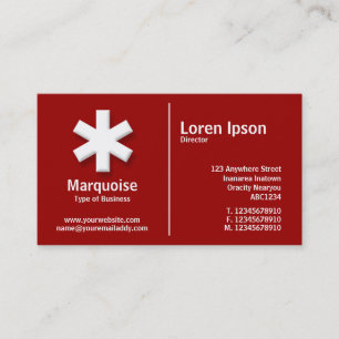 White Middle Rule Asterisk - Maroon (990000) Business Card