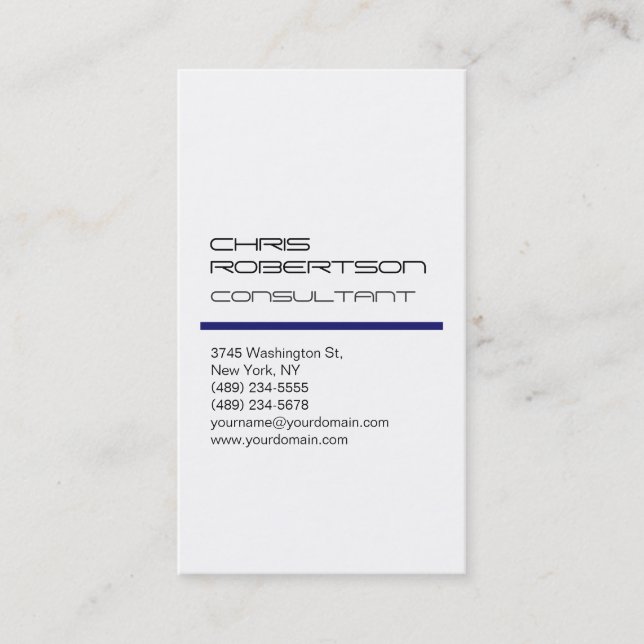 White Midnigt Blue Attractive Charm Business Card (Front)
