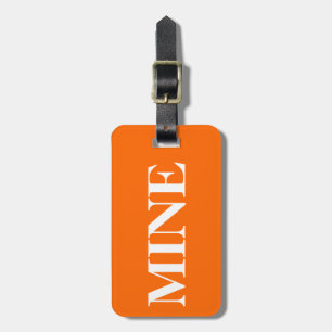 White MINE on Orange Luggage Tag