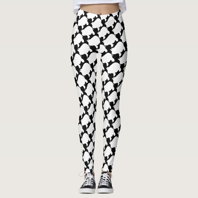 White Mini pig All Over Print Leggings (Front)