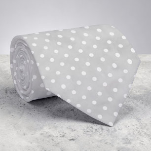 White Mini Polka Dots on Light Grey Necktie