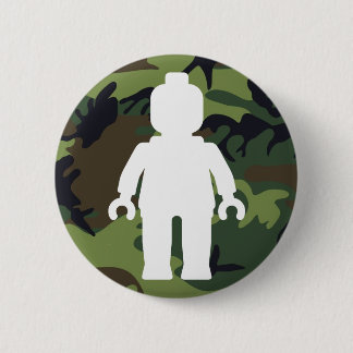 White Minifig in front of Camo 6 Cm Round Badge