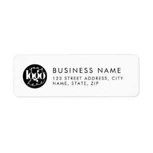 White Minimal Custom Business Logo Return Address  Label