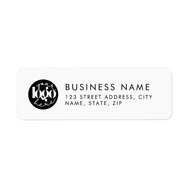 White Minimal Custom Business Logo Return Address  Label (Front)