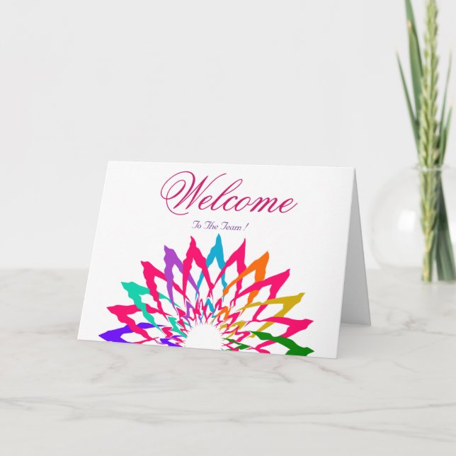 White Minimal Lotus Welcome Wishing Card (Front)