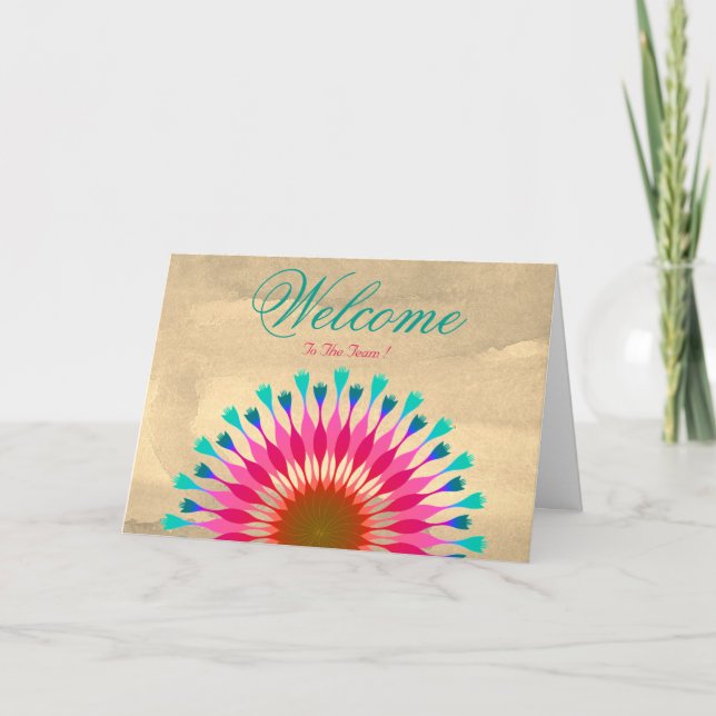 White Minimal Lotus Welcome Wishing Card (Front)