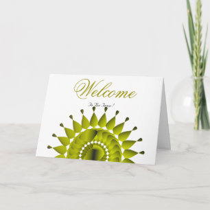 White Minimal Lotus Welcome Wishing Card