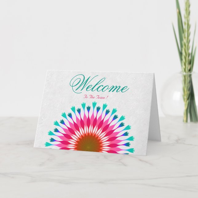 White Minimal Lotus Welcome Wishing Card (Front)