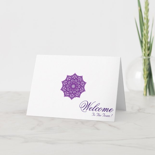 White Minimal Mandala Art Welcome Wishing Card (Front)